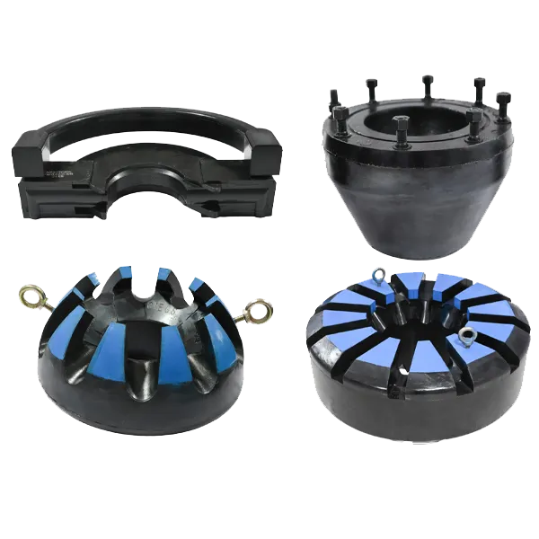 Various BOP rubber accessories against a white background