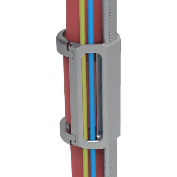 Two stamping and a casting esp cable protector are fixing the cables & control lines.