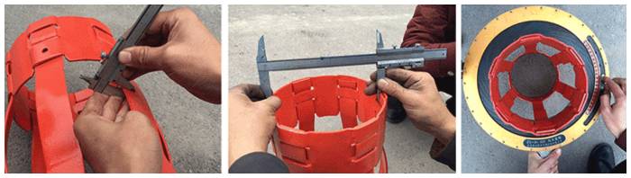 Three types of hinged bow spring centralizers quality test.