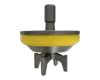 Mud pump valves and seats on a white background