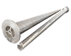 Two pieces of perforated drilling pipe mud screen in stainless steel material.