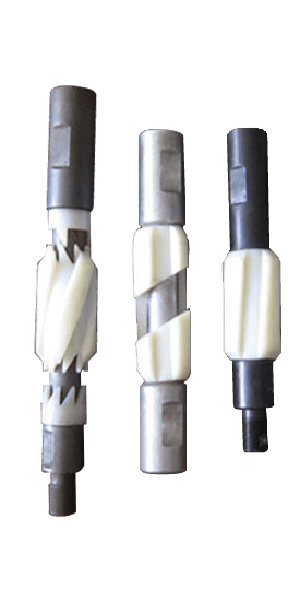 Three different types of sucker rod centralizer on white background.